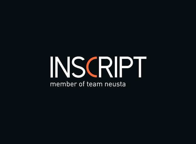 Das Inscript-Logo in weiß auf schwarzem Hintergrund